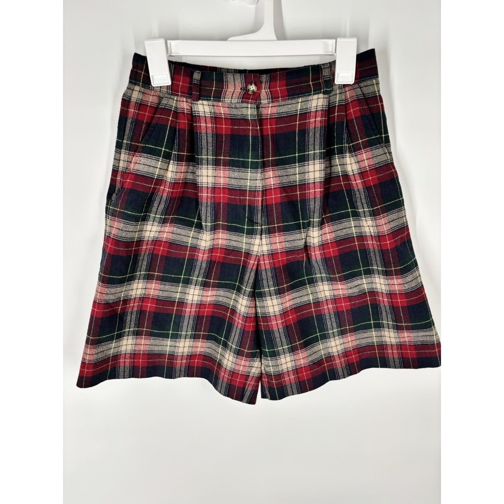 Vintage Talbots Plaid Pleated Bermuda Shorts 10 Twee Preppy High‎ Waist Academia